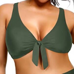 Yonique Army Green Women's Swim Top, Size 18W, NWT